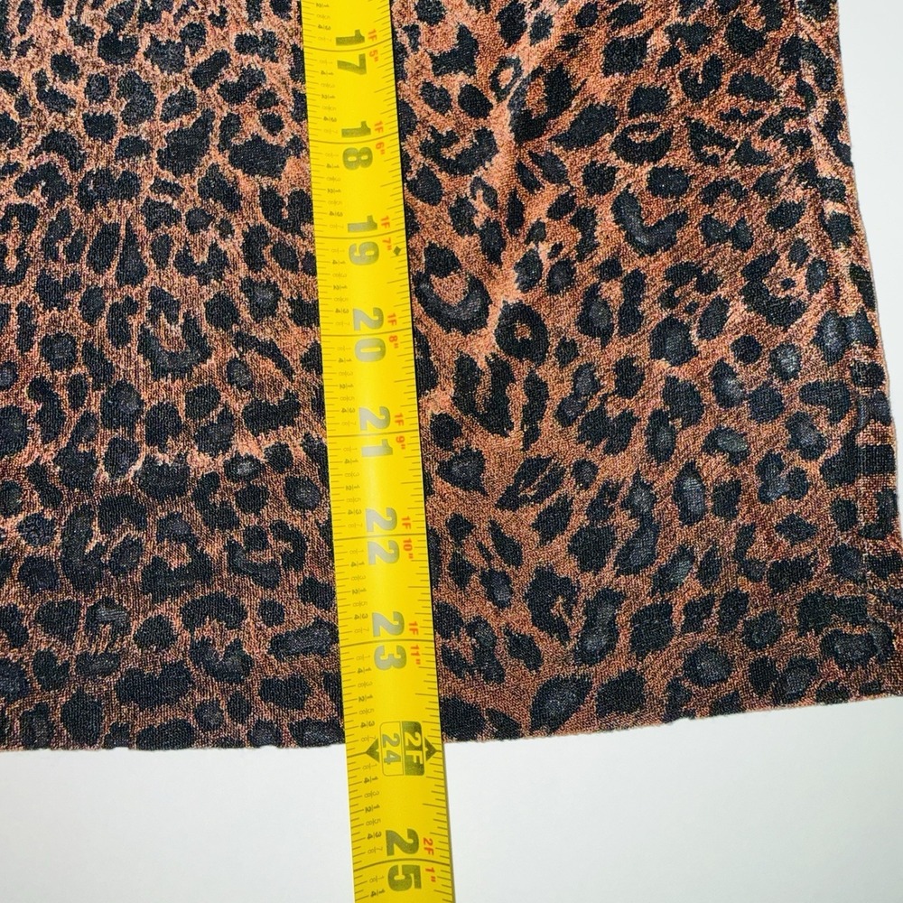 Vintage 90s Carole Little Leopard Animal Print Top XL Sheer Knit Short Sleeve - Picture 4 of 6